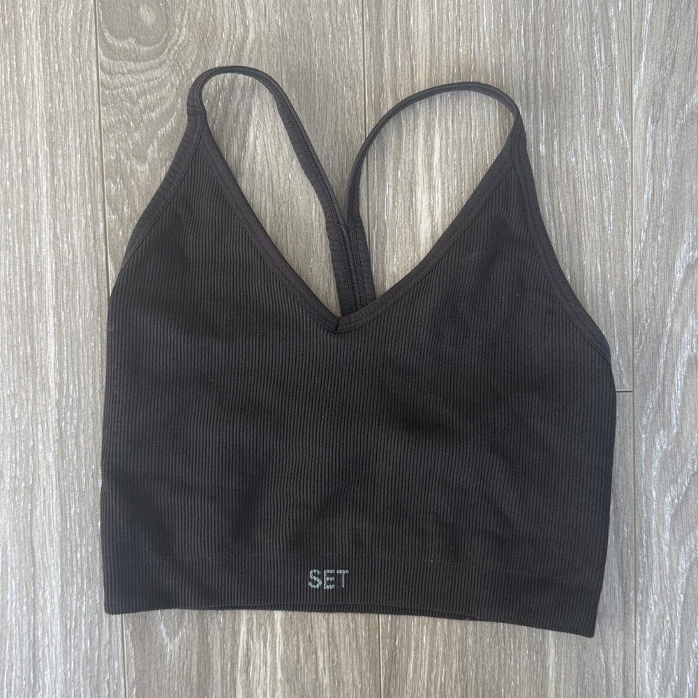 SET Active Brown Ribbed Top